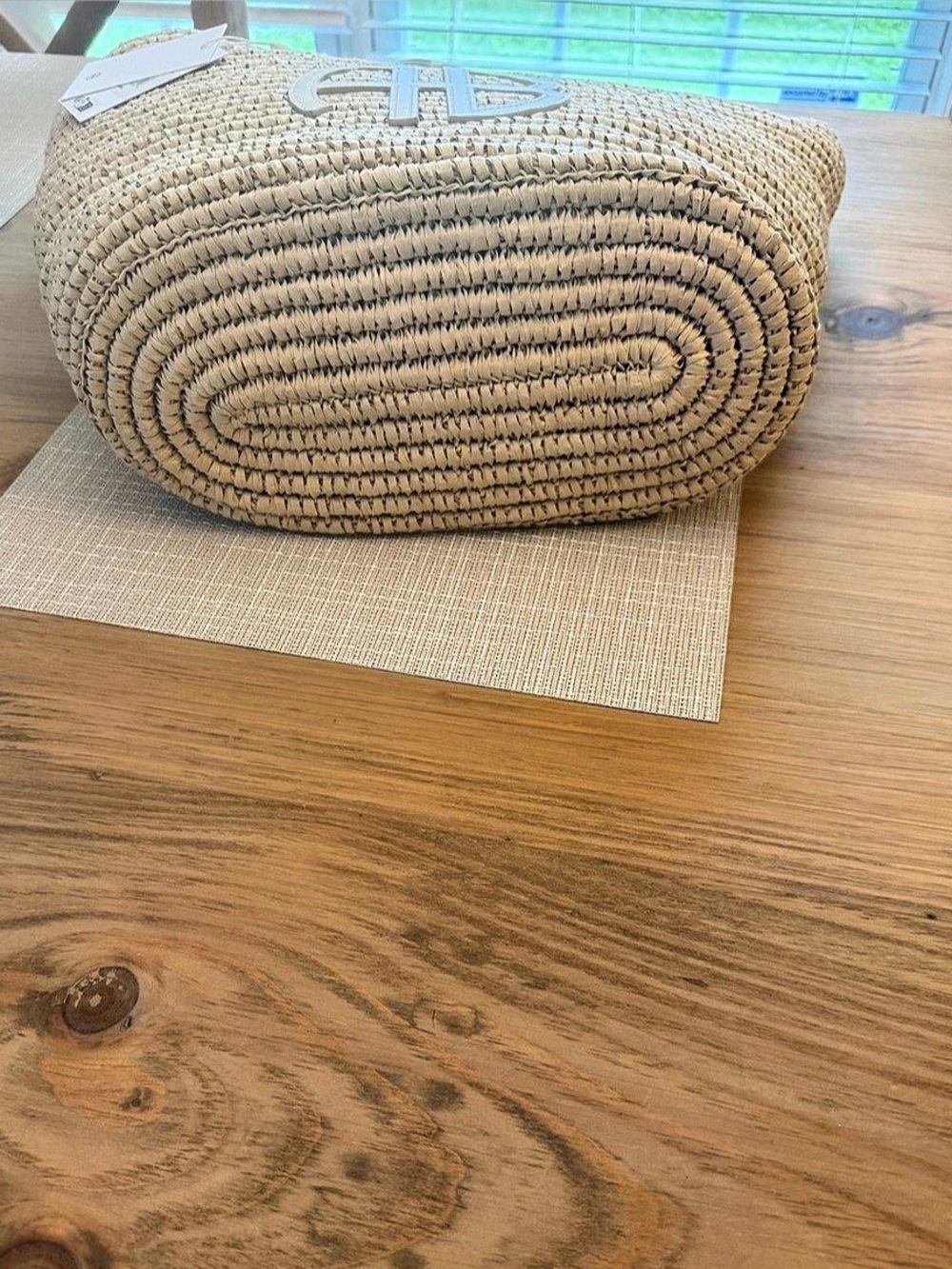 ANINE BING Kai Tote Straw Woven Tote Ivory - Picture 4 of 5